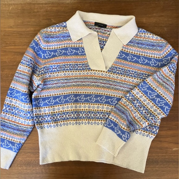 J.Crew Collared Fair Isle Sweater M - Picture 5 of 9